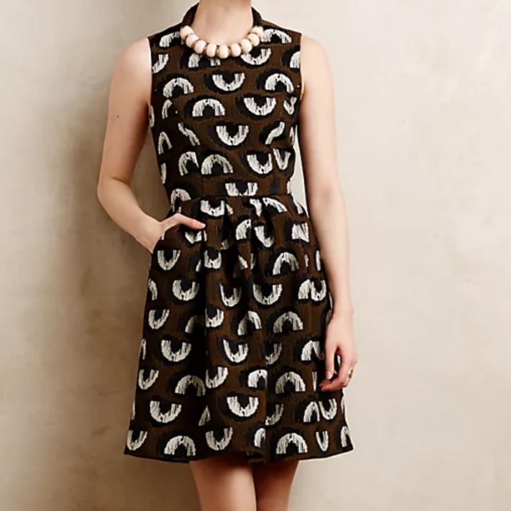 Anthropologie Hunter Dixon by Hunter Bell Adete Structured Jacquard Dress Size 4 - Picture 2 of 13